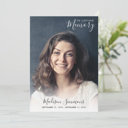 In Loving Memory Photo Celebration of Life Funeral Kaart (Staand voorkant)