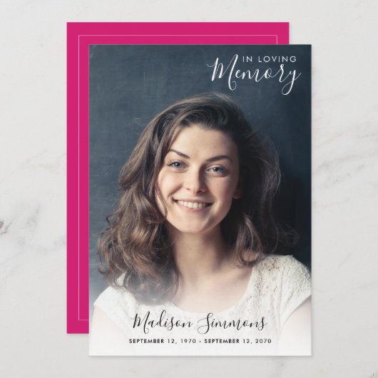 In Loving Memory Photo Celebration of Life Funeral Kaart (Voorkant / Achterkant)