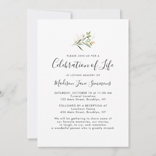 In Loving Memory Photo Celebration of Life Funeral Kaart (Achterkant)