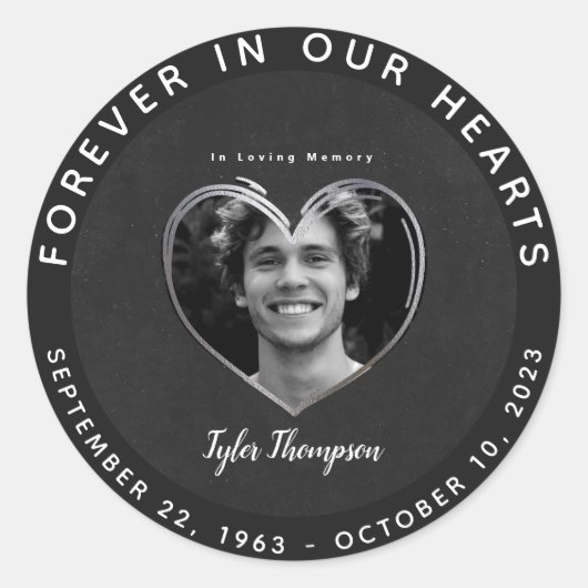 In Loving Memory Photo Classic Round Sticker (Voorkant)