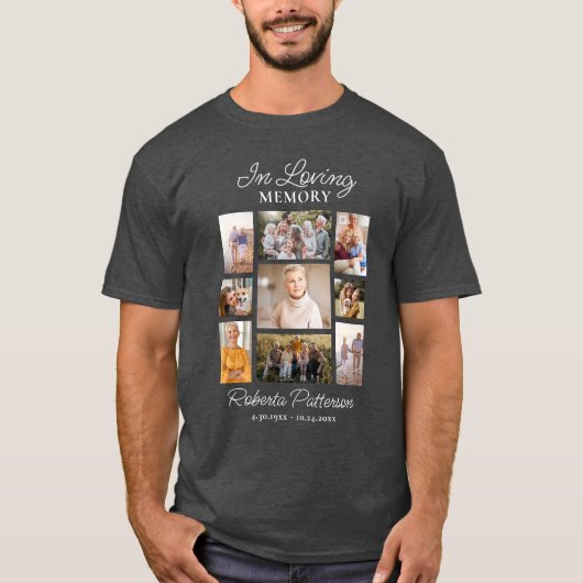 In Loving Memory Photo Collage Funeral Memorial  T-shirt (Voorkant)