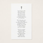 In Loving Memory Photo Cross Poem Prayer Card Visitekaartje (Achterkant)