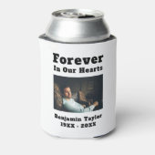 In Loving Memory Photo Forever In Our Hearts Text Blikjeskoeler (Blikje Achterkant)