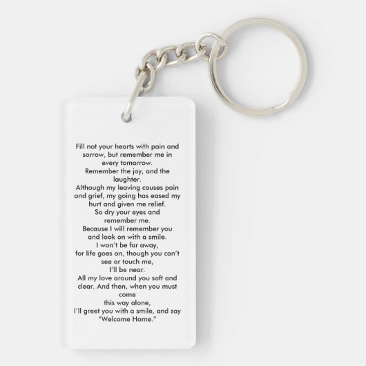 In Loving Memory Photo Funeral Memorial Keepsake Sleutelhanger (achterkant)