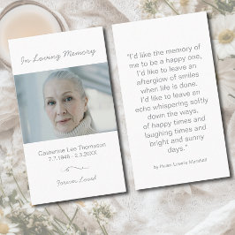 In Loving Memory Photo Funeral Prayer Card Visitekaartje