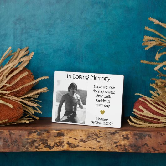 In Loving Memory Photo Herembrance Memorial Fotoplaat (Zijkant)