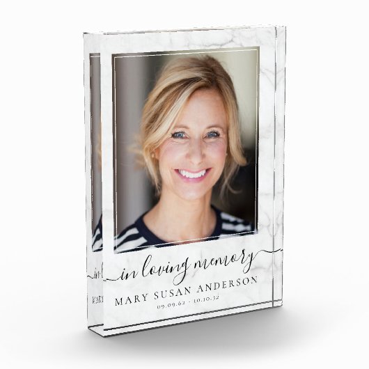 In Loving Memory Photo Marble Memorial Fotoblokken (Links)