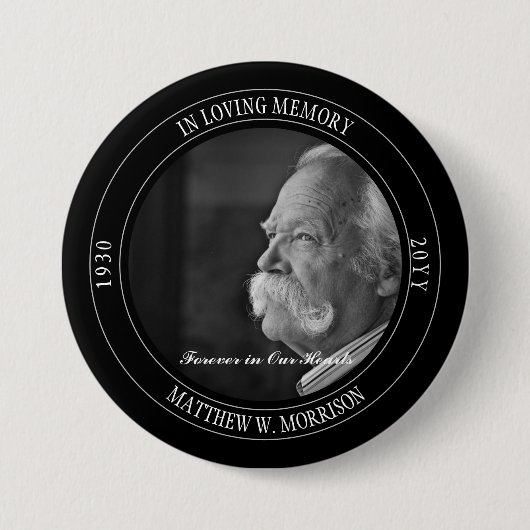 In Loving Memory Photo Memorial | Funeral Black Ronde Button 7,6 Cm (Voorkant)