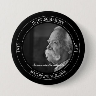In Loving Memory Photo Memorial   Funeral Black Ronde Button 7,6 Cm