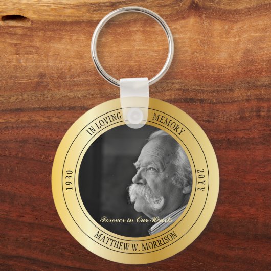 In Loving Memory Photo Memorial | Funeral Gold Sleutelhanger (Voorkant)