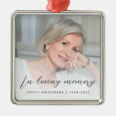 In Loving Memory Photo Memorial Grey Metalen Ornament (Voorkant)