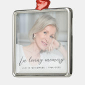 In Loving Memory Photo Memorial Grey Metalen Ornament (Links)
