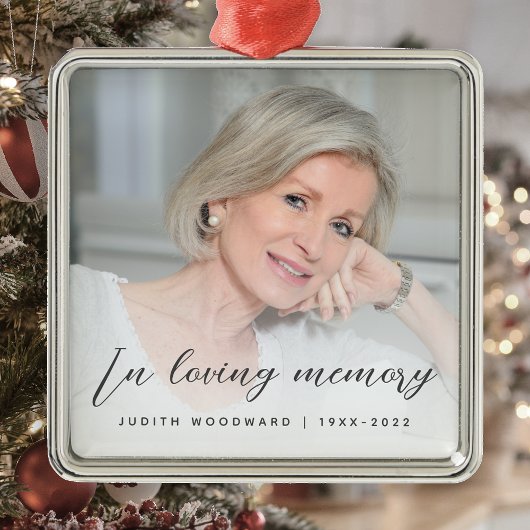 In Loving Memory Photo Memorial Grey Metalen Ornament