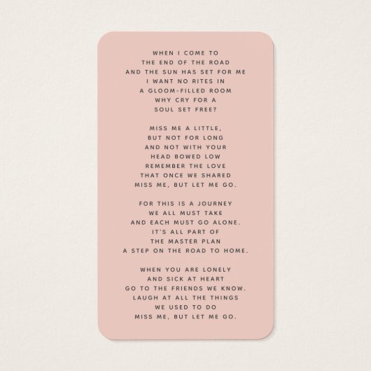 In Loving Memory Photo Memorial Poem Visitekaartje (Achterkant)