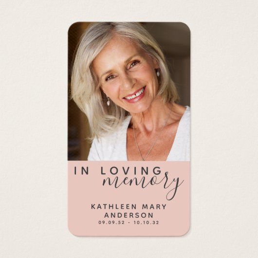 In Loving Memory Photo Memorial Poem Visitekaartje (Voorkant)
