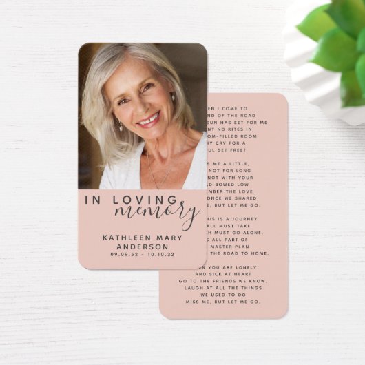 In Loving Memory Photo Memorial Poem Visitekaartje (Bureau)