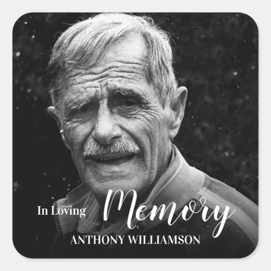 In Loving Memory Photo Memorial Vierkante Sticker (Voorkant)