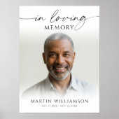 In Loving Memory Photo Modern Script Funeral Poster (Voorkant)