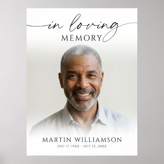 In Loving Memory Photo Modern Script Funeral Poster (Voorkant)