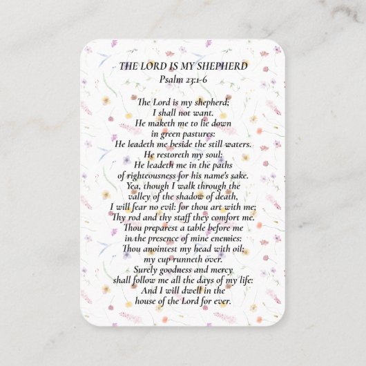 In Loving Memory Photo Psalm Prayer Card  Visitekaartje (Achterkant)