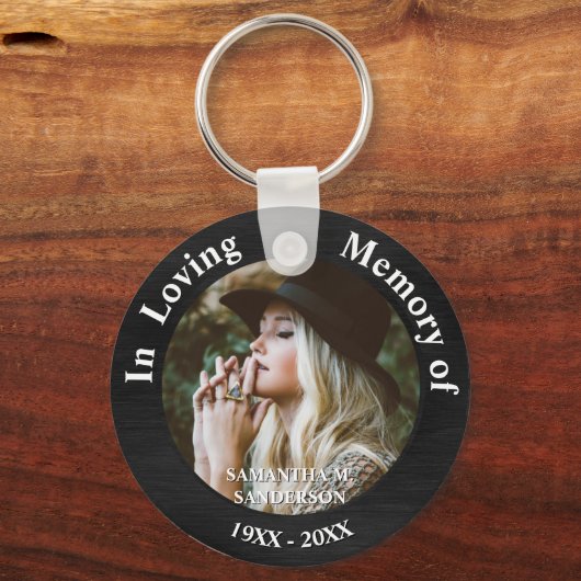 In Loving Memory Photo Remembrance Memorial Button Sleutelhanger (Achterkant)