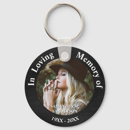In Loving Memory Photo Remembrance Memorial Button Sleutelhanger (Achterkant)