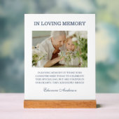 In Loving Memory Photo Wedding Blue Acryl Bord (Neutraal)