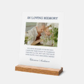 In Loving Memory Photo Wedding Blue Acryl Bord (Hoek)