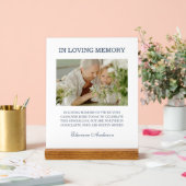 In Loving Memory Photo Wedding Blue Acryl Bord (Huwelijk)
