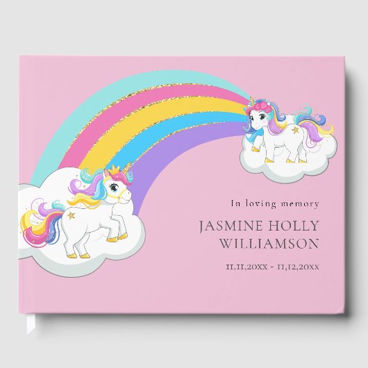 In Loving Memory Pink Children begrafenis Gastenboek (Voorkant)