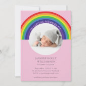 In Loving Memory Pink Rainbow baby Funeral Modern Kaart (Voorkant)
