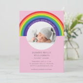 In Loving Memory Pink Rainbow baby Funeral Modern Kaart (Staand voorkant)