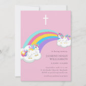 In Loving Memory Pink Rainbow Children begrafenis Kaart (Voorkant)