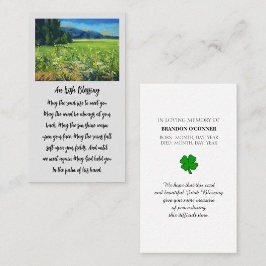 In Loving Memory Platteland Sympathie Card Visitekaartje (Voorkant / Achterkant)