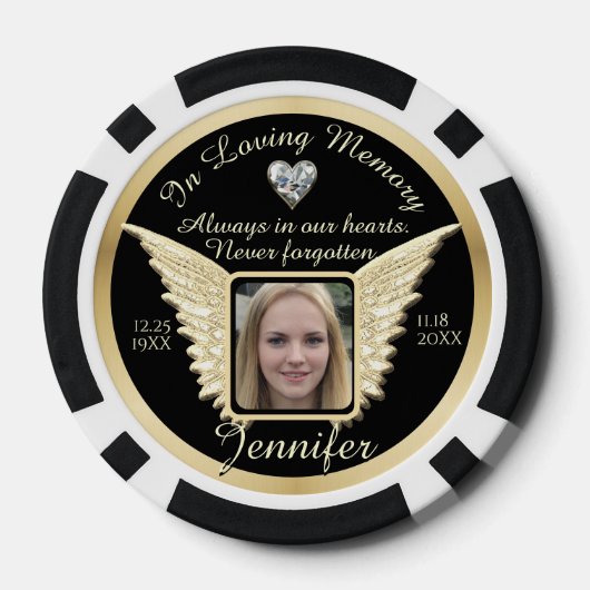 In Loving Memory Pocket Foto Herinnering Poker Chips (Achterkant)
