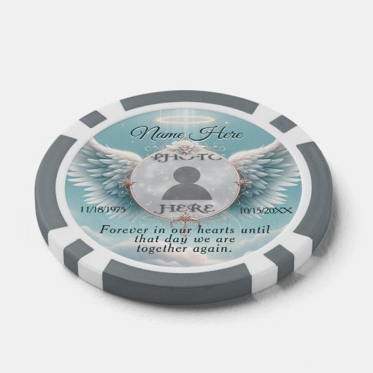 In Loving Memory Pocket Photo Remembrance Poker Chips (Enkel)