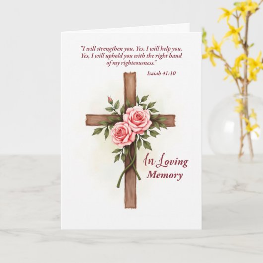 In Loving Memory Religious Sympathy Cross Kaart (Gele Bloem)