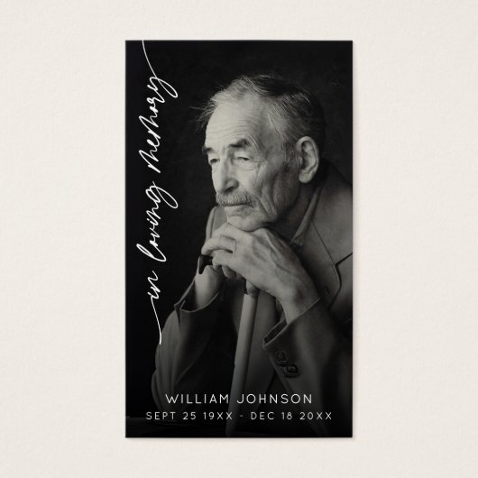 In Loving Memory Remembrance Photo Funeral Prayer Visitekaartje (Voorkant)