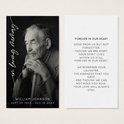 In Loving Memory Remembrance Photo Funeral  Visitekaartje (Voorkant /achterkant)