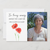 In Loving Memory Rode Klaprozen Bloemstuk Funeral Kaart (Voorkant)