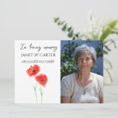 In Loving Memory Rode Klaprozen Bloemstuk Funeral Kaart (Staand voorkant)