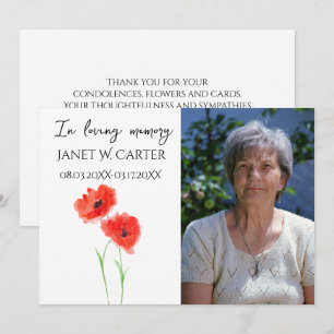 In Loving Memory Rode Klaprozen Bloemstuk Funeral Kaart