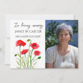 In Loving Memory Rode Klaprozen Bloemstuk Funeral Kaart (Voorkant)