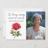 In Loving Memory Rode Roos Bloemstuk Funeral Kaart (Voorkant)