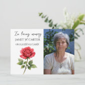 In Loving Memory Rode Roos Bloemstuk Funeral Kaart (Staand voorkant)