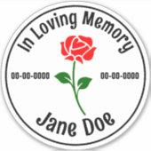 In Loving Memory Roos Custom Cut Vinyl Sticker (Voorkant)