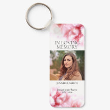 In Loving Memory Roze Anjers Foto Sleutelhanger
