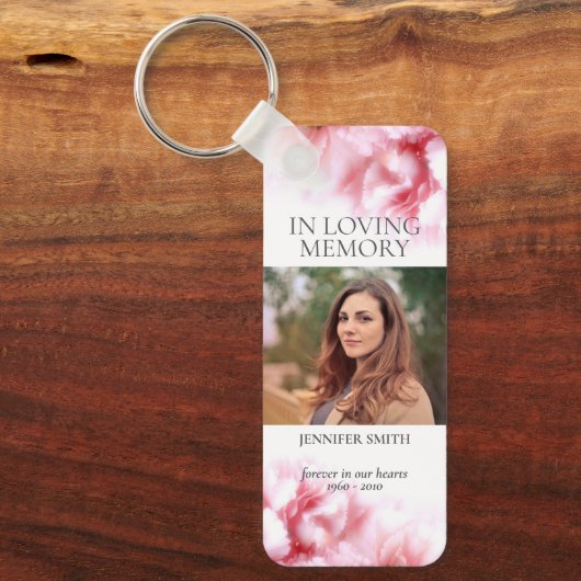 In Loving Memory Roze Anjers Foto Sleutelhanger (Voorkant)