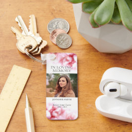 In Loving Memory Roze Anjers Foto Sleutelhanger