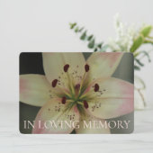 In Loving Memory Roze Lily uitnodiging (Staand voorkant)